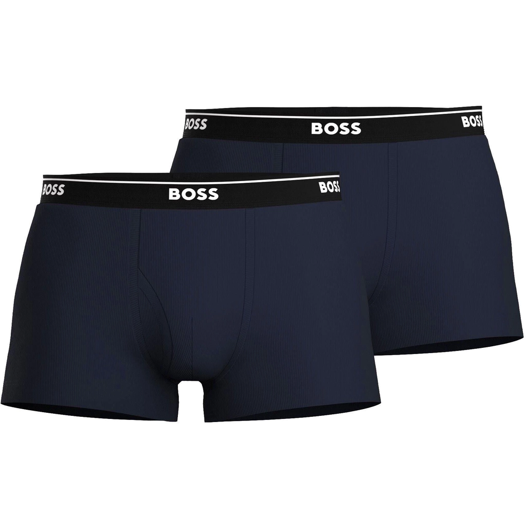 Hugo Boss 2 Pack Logo Waistband Trunks - Navy 405